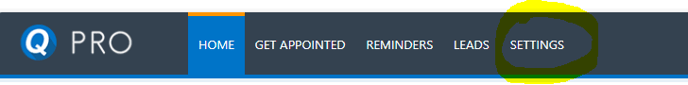 Settings Tab location